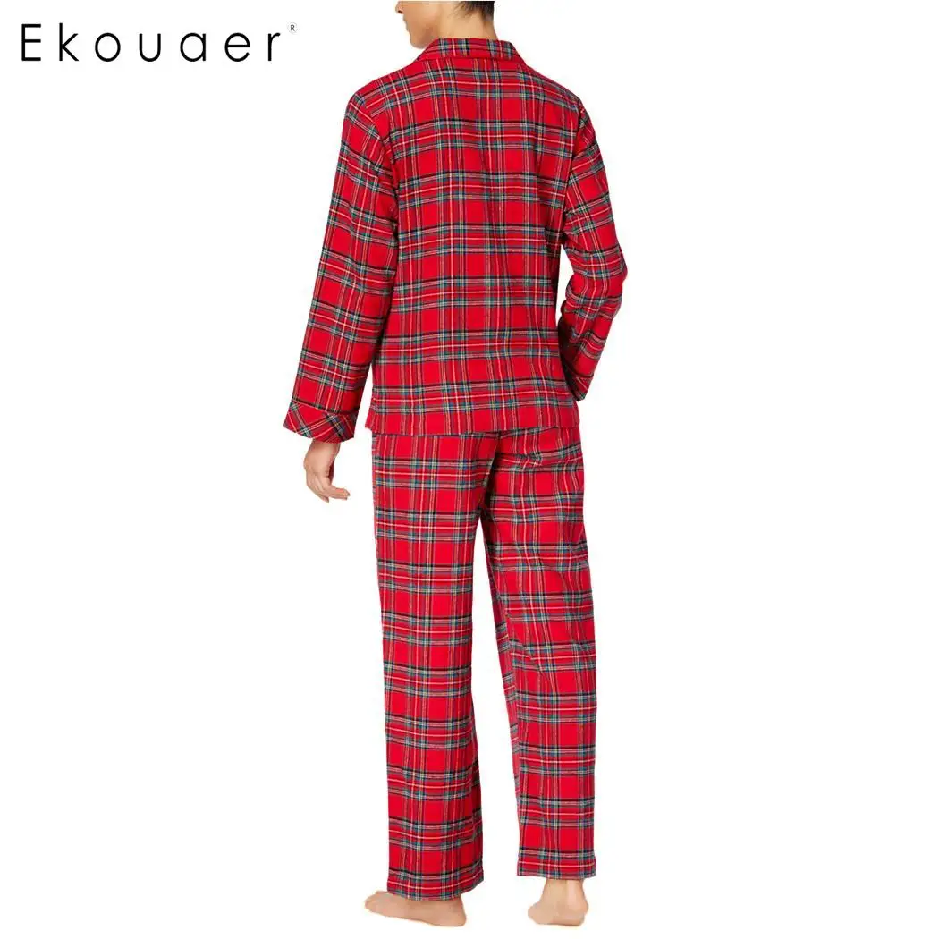 Ekouaer/Семейные пижамы одежда для сна клетчатая Пижама детей пижама с длинными