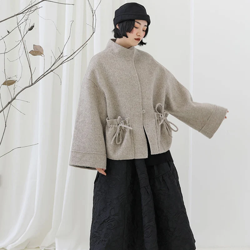 Avec Manteau Col Femmes De Woole Jk857 Nouveau Printemps Montant Mode Picture Manches À L'écharpe eam 2019 Color Lâche Des Taille Longues Hiver Marée Cordon OS6AwxqfIq
