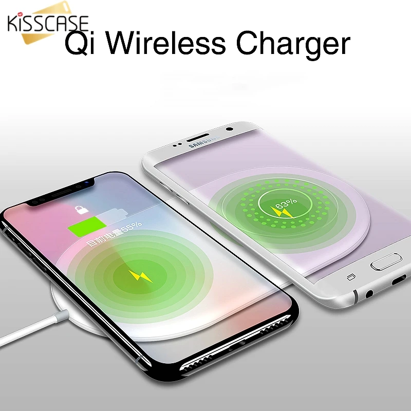

KISSCASE 2 in 1 QI Wireless Charger For iPhone X XS XR 8 10W Fast Charging Double Wireless Charger Pad For Samsung S10 S9 plus