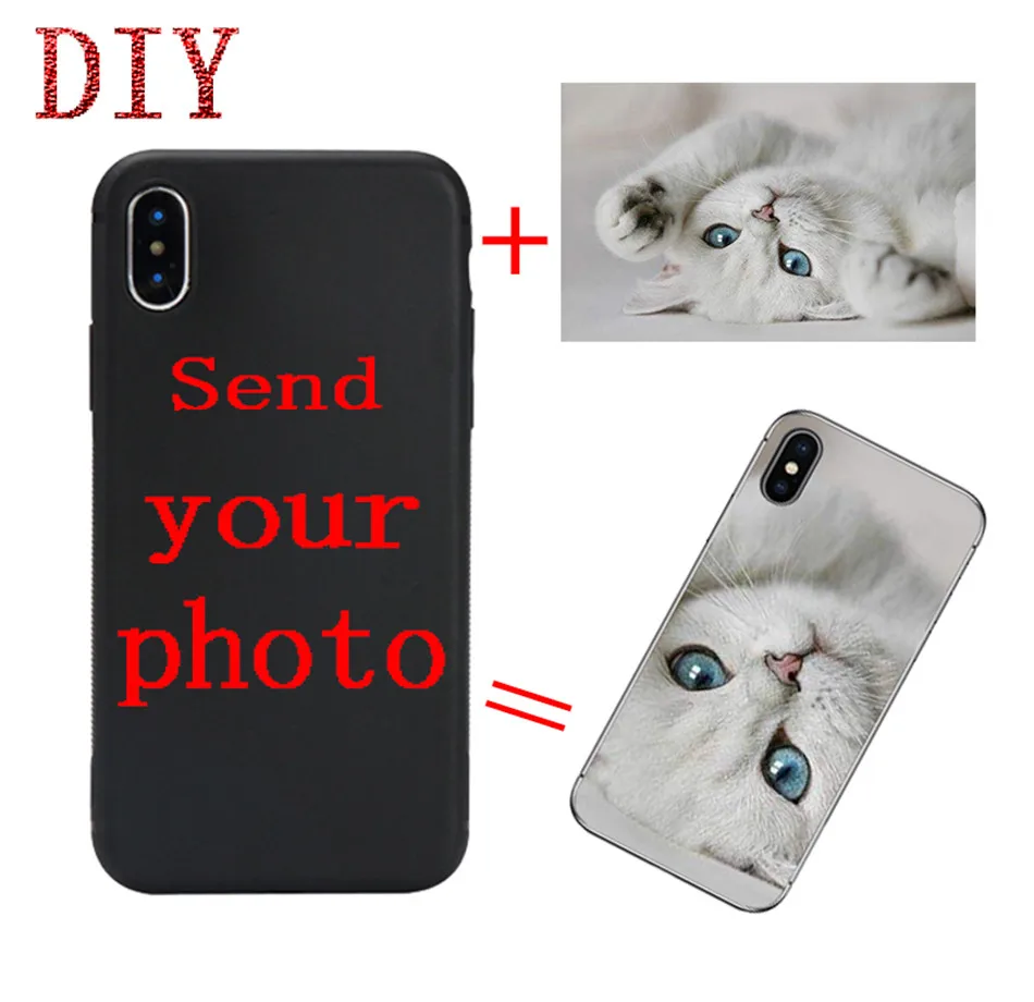 

DIY Print Photo Phone Cases For iphone 6 6s 7 8 Plus Case Soft Black Clear Silicon Custom Cover For iphone XS Max XS XR X Coque