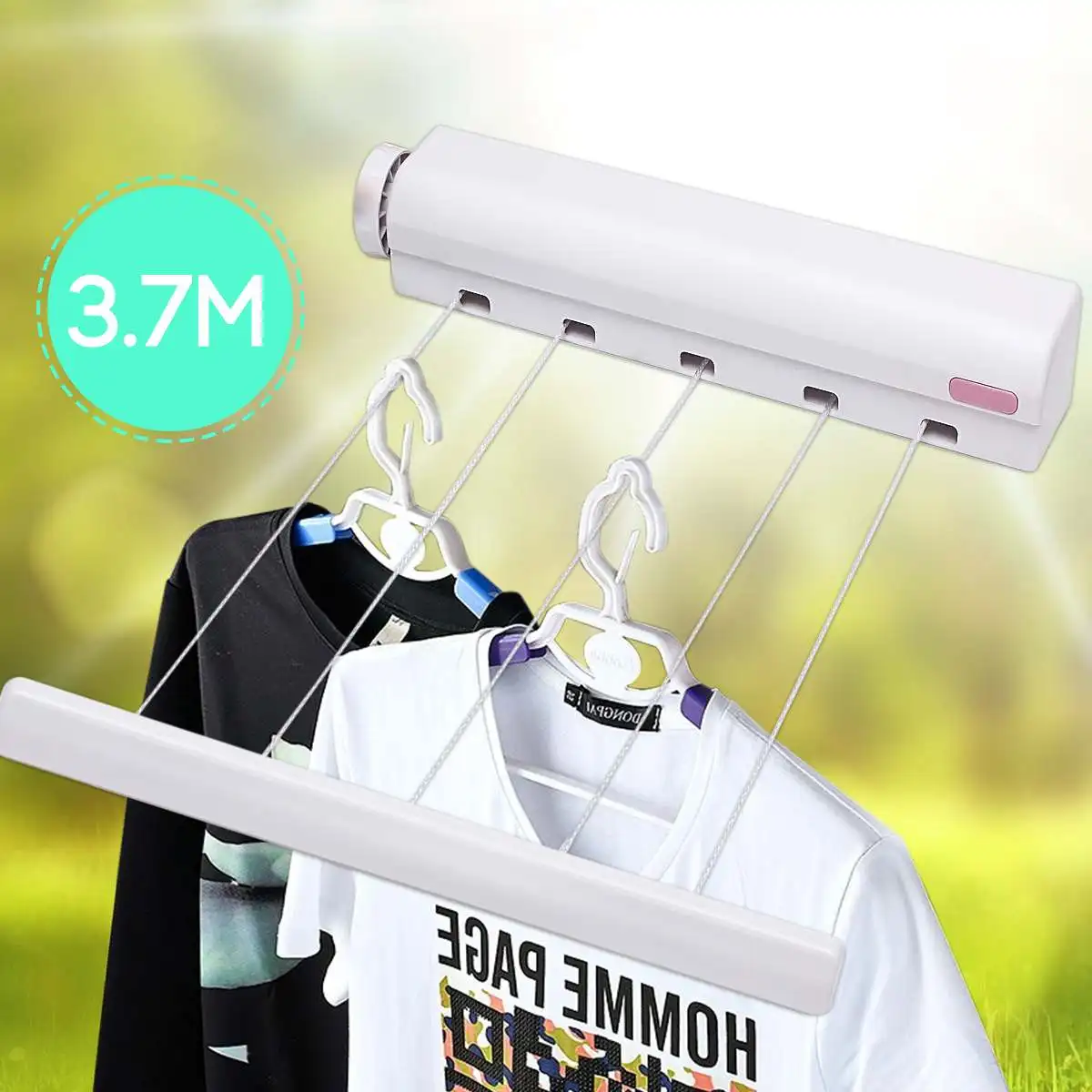 Günstige 3,7 M 5 Linie Versenkbare Kleidung Ständer Wäscheleine Wäsche Wand Montieren Trockner Kleiderbügel Wäscheleine Im Freien Wäscheleine Trocknen Rack