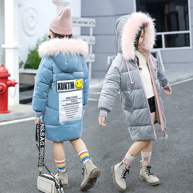

Girl Winter New Pattern Korean Long Pleuche Increase Thickening Cotton Coat