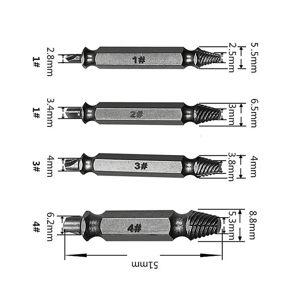 4 шт. сверла поврежденная винтовая направляющая для извлечения набор сломанной скорости легко из болта шпилька разделенный инструмент для удаления винтов