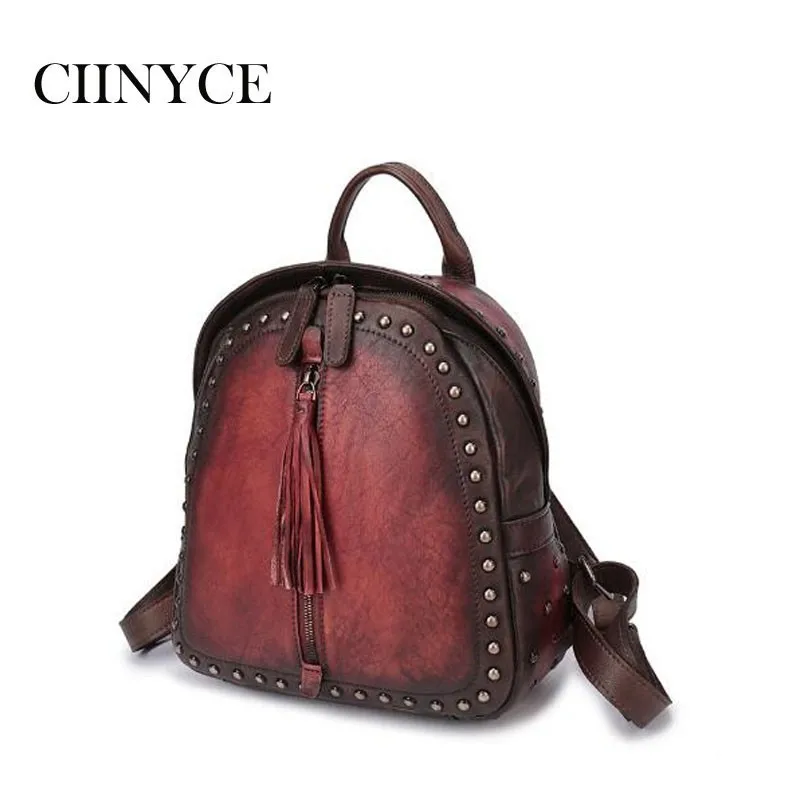 

New original handmade leather buckets leather shoulder bag leisure Korean version of the trip backpack female Vintage Pack bag