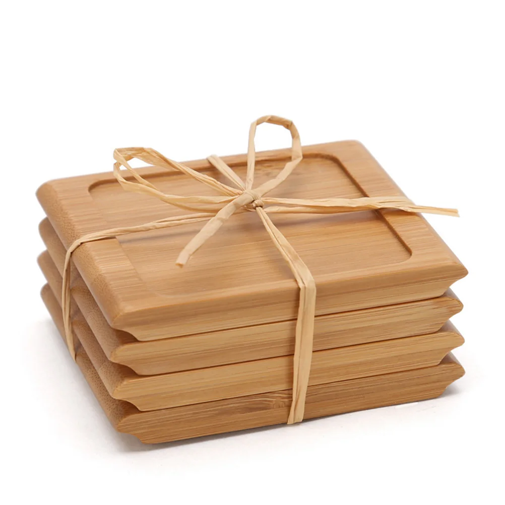 

6 Pcs European Style Wooden Coasters Multi-functional Desktop Anti-scalding Insulation Pad