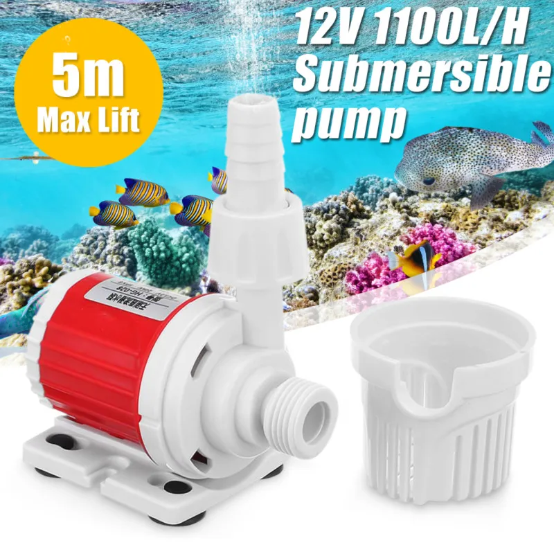 

12V 20W DC 1100L/H Adjustable Speed Energy Saving Submersible Water Pump Marine Controllable Water Pump Fish Tank Aquarium