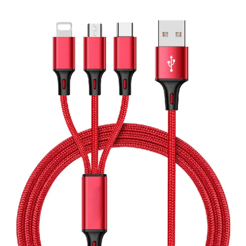 Мульти USB кабель-3 в 1 зарядный кабель с нейлоновой оплеткой 4 фута(1,2 м) алюминиевый разъем usb зарядный шнур совместим с iPhone, iP