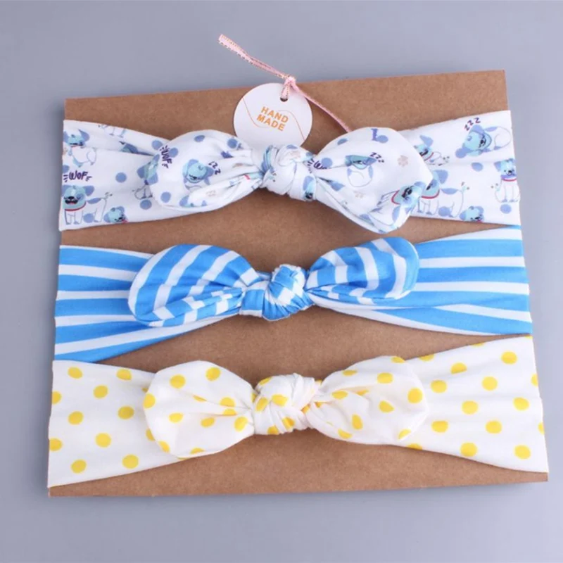 

3 Pieces Newborn Toddler Baby Girls Hairband Flower Bow Cotton Headband Hair Accessory Casual