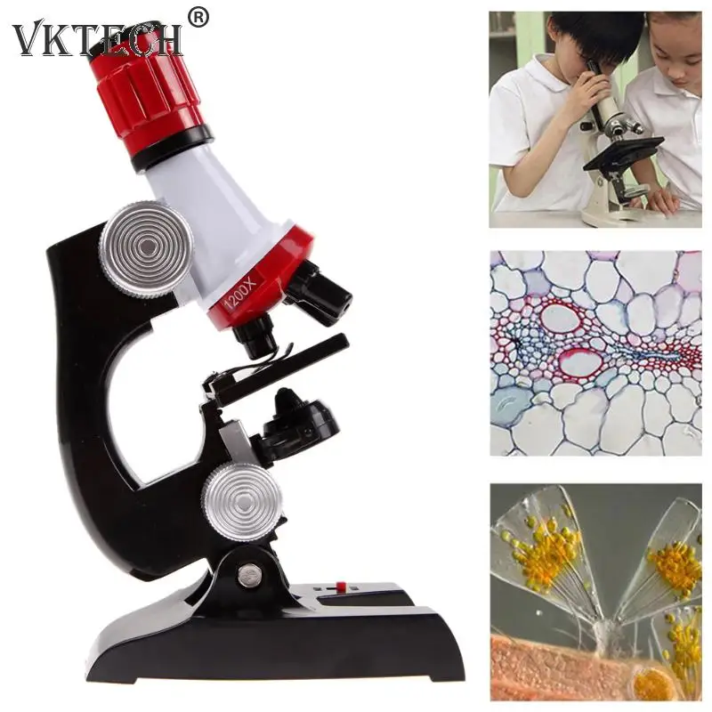 

Microscope Kit Science Lab LED 100-1200X Biological Microscope Home School Educational Toys for Kids Optical Instruments