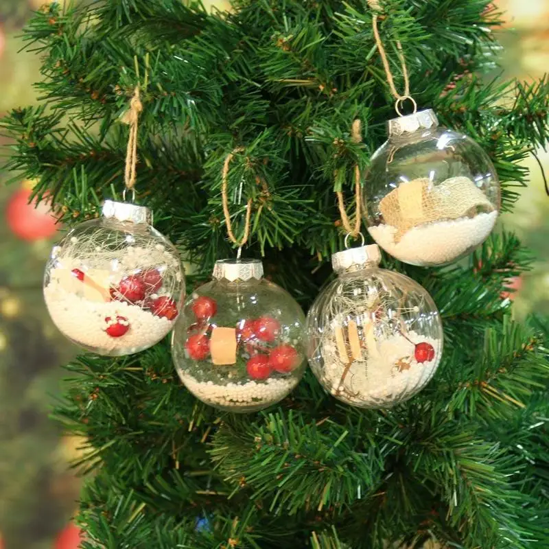 

Christmas Tree Drop Ornaments 2019 Xmas Pendant Hanging Transparent Ball Christmas Decor Home Party Favor Gift