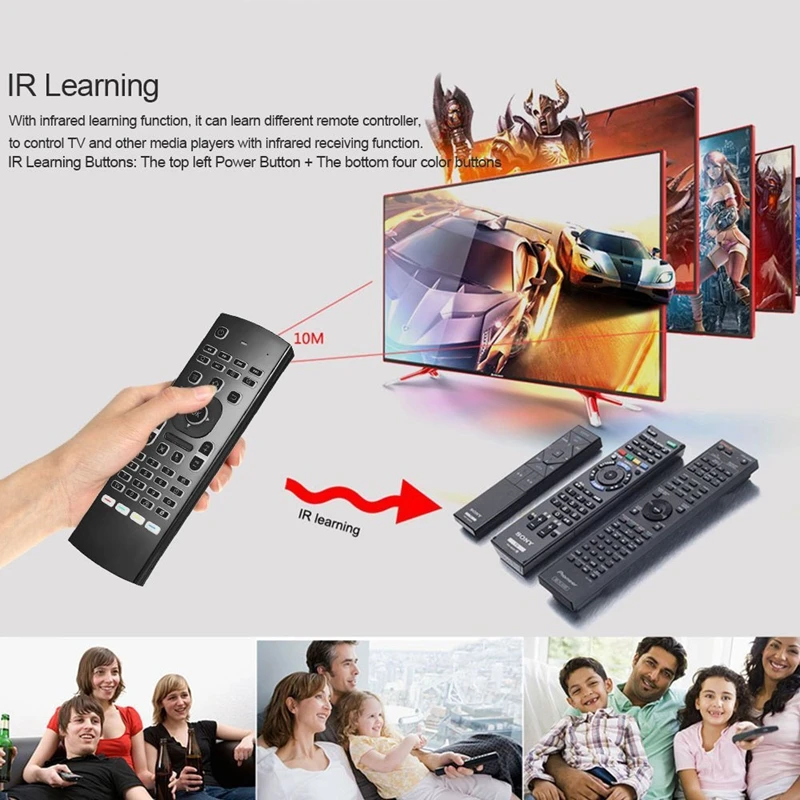 Цветная Беспроводная клавиатура Air mouse 2 4G с Цветной подсветкой и дистанционным