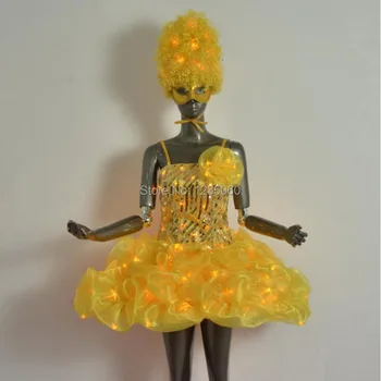 

Women led dance costume LED ballet dress LED light Skirt yellow LED Tutu