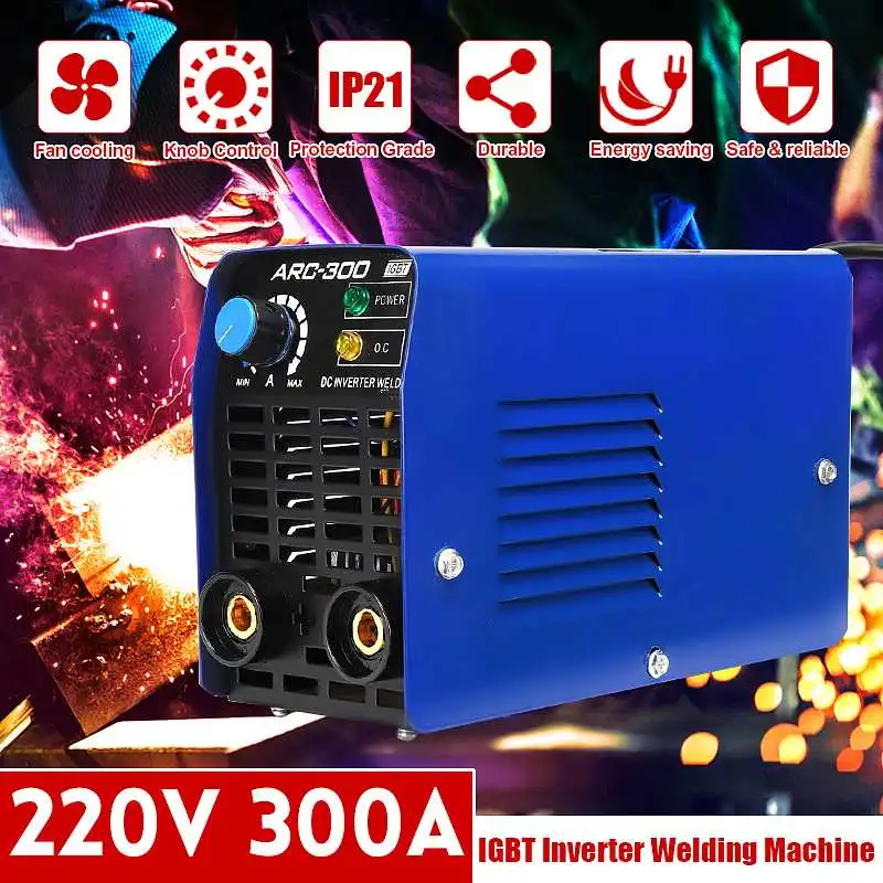 

ARC-300 220V 12KVA 20-300A Mini Electric Welding Machine Mini MMA IGBT Inverter Portable Blue 23x10x15CM Fan Cooling
