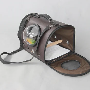 Mini Outdoor Travel Transport Parrot Cage Bird Carriers Accessories Pet Space Capsule Bag With Wood Perch and feeder CW202 Mini Outdoor Travel Transport Parrot Cage Bird Carriers Accessories Pet Space Capsule Bag With Wood Perch and feeder CW202