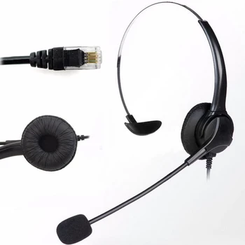 

RJ11 Plug Hands-Free Corded Monaural Call Center Headset Headphone Black