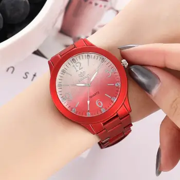 

2019 Fashion Lady Wristwatch Gradient Color Round Dial Big Number Analog Alloy Band Women Casual Quartz Wrist Watch For Gift