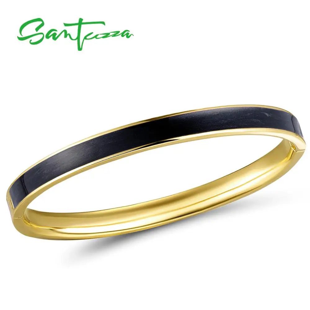 Cena SANTUZZA bransoletka dla kobiety prosta zwięzła wielobarwna emalia bransoletka Bangle najwyższej jakości strona modna biżuteria HANDMADE