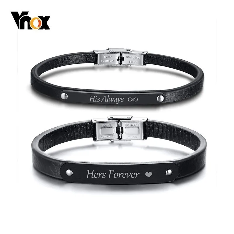 engraved couple bracelets leather