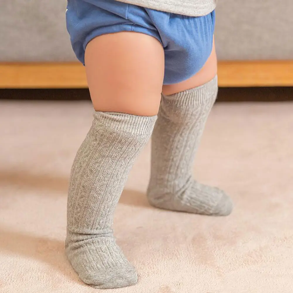 Popular baby toddler cotton knee high stockings warm stockings Solid Candy Color Rib Leggings Warmer 0-3Y