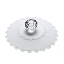 Кружевная силиконовая, в форме бриллианта крышка чашки теплоизоляционная крышка чашки(белый) Алмазная ручка для удобного использования. Безопасный и высококачественный коврик