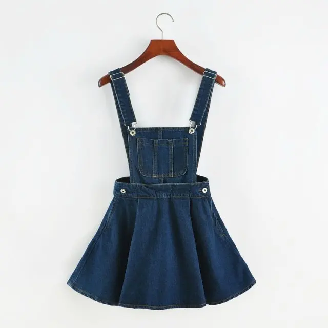 

2019 Summer Detachable Strap Denim Dress Fashion Solid Pocket Empire A-line Dress Female Casual Mini Dresses