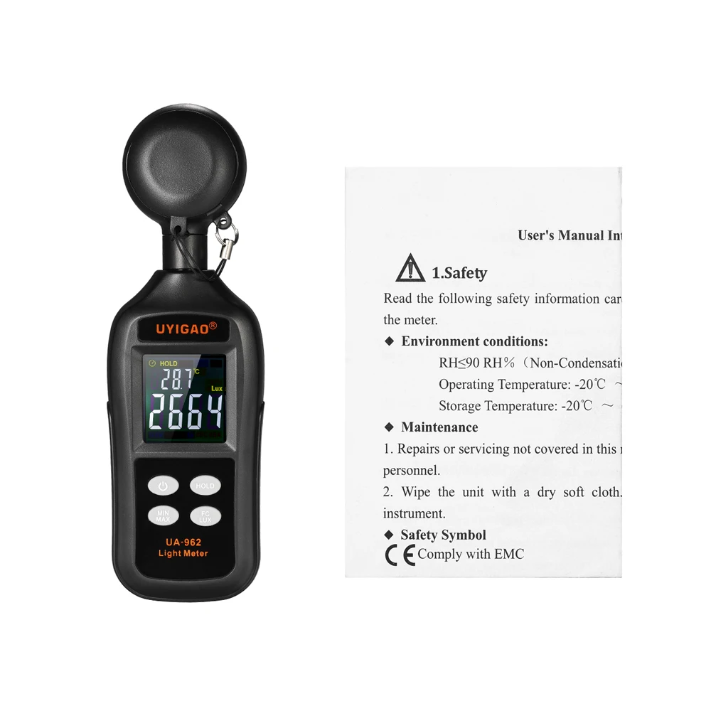 Uyigao UA962 цифровой Lux Люксметр люминометр фотометр лампа с люксметром 0 200000