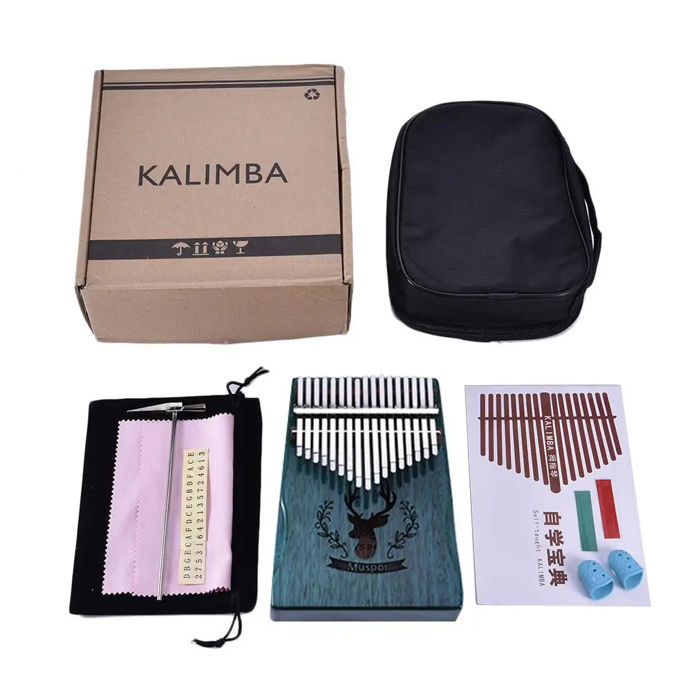 

GECKO 17 Keys Wooden Kalimba African Mahogany Thumb Piano Finger Percussion Music (Reindeer Blue)
