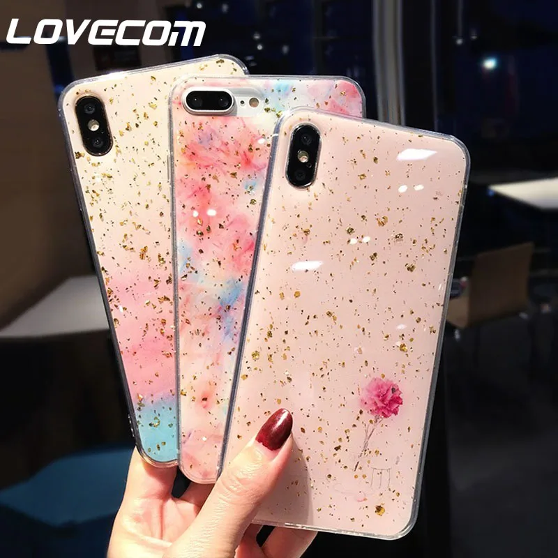 

LOVECOM Gradient Ramp Mable Texture Case For iPhone X XS Max XR 6 6S 7 8 Plus Full Body Platinum Epoxy Soft Phone Back Cover