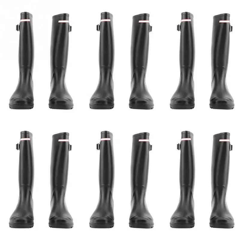 

Woman Waterproof Anti-slip Black Rubber Rain Boots Shoes reusable For Outdoor Motorcycle Cycling Bike Easy to ride