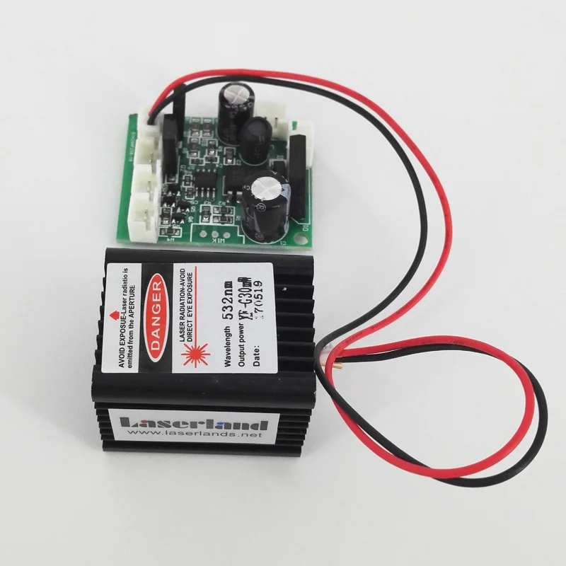 Лазерный модуль с зеленой точкой 532nm 30 50mW диод DC/AC 12V сценическое освещение TTL 0