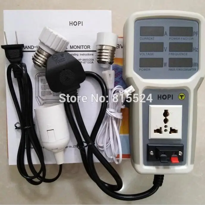 

HOPI Brand HP-9800/HP9800 Handheld Power Monitor Energy Meter Analyzer Measurable Current-voltage Power Factor,US/UK/EU/AU Plugs