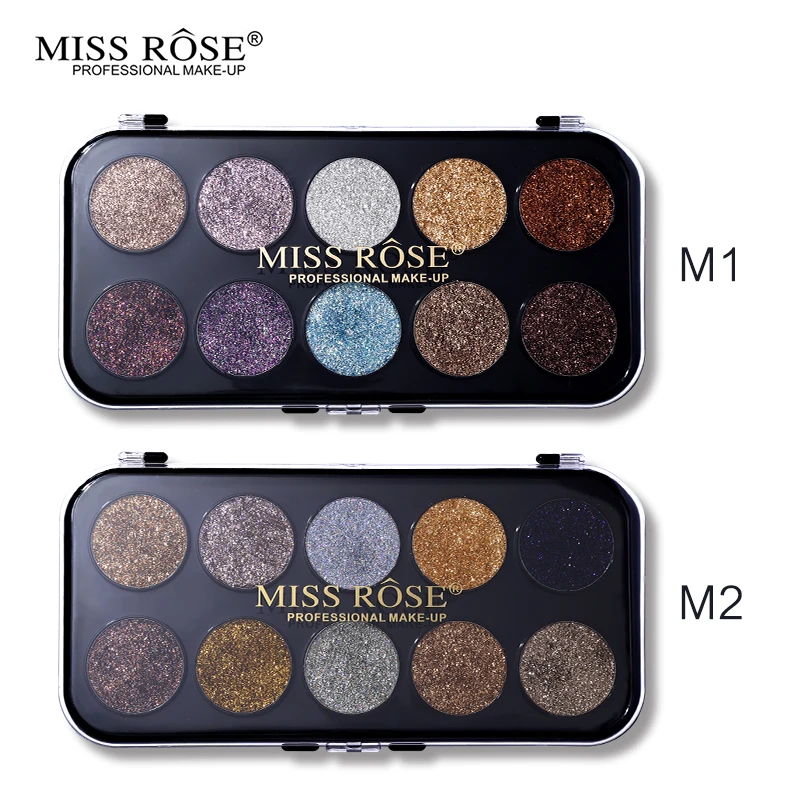 Палитра теней для век Miss Rose 10 цветов блестящие алмазные тени макияж с эффектом