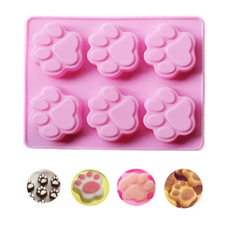 

6 Cavities Cat Feet Handmade Soap Mold Silicone Mold For Soap Chocolate Molds DIY Round Cake Baking Bakeware Tool Soap Mould