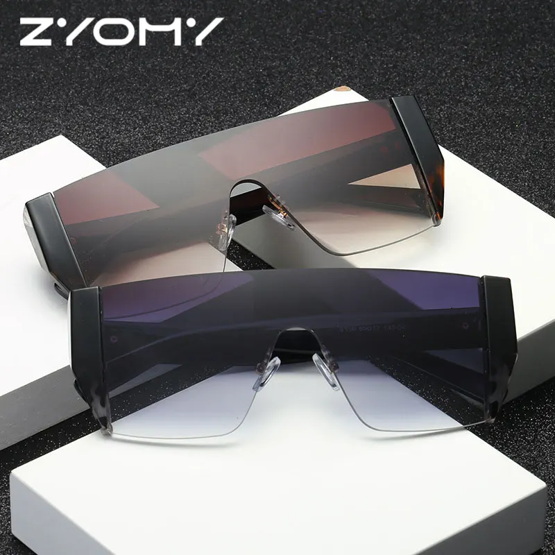 

Brand Designer Oversized Men Women Sunglasses Gradient Color Lenses Square Siamese Glasses Frameless Driving Goggles UV400 2018