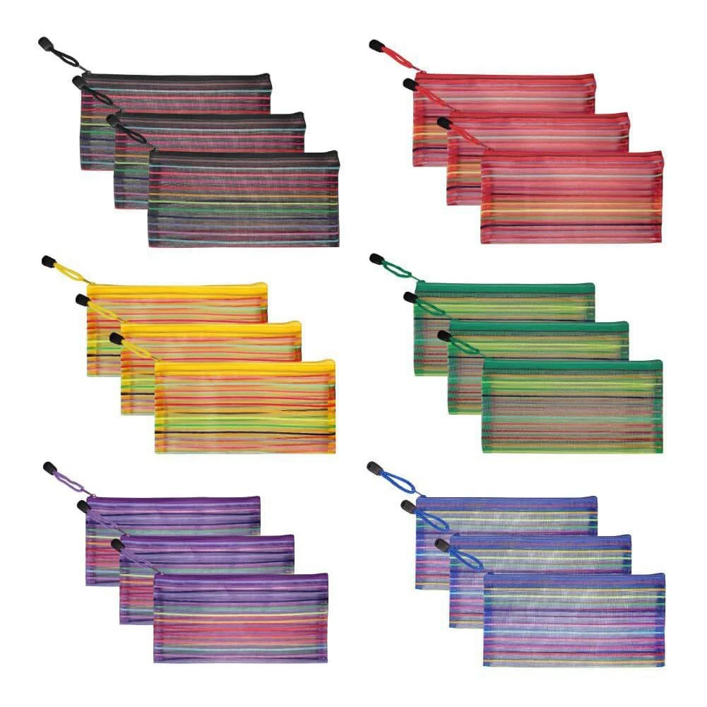 18 шт., сетчатый чехол на молнии для косметики, канцелярских принадлежностей и аксессуаров для путешествий