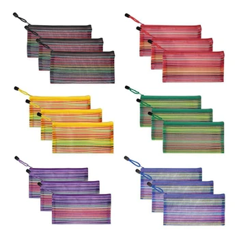 

18 Pcs Zipper Mesh Pouch for Cosmetic Makeup Office Supplies and Travel Accessories