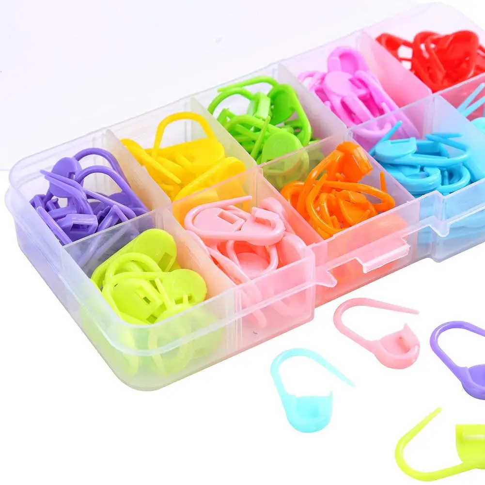 

140 Pieces Assorted Color Crochet Locking Stitch Markers Knitting Stitch Counter Needle Clip with Storage Case,10 Colors
