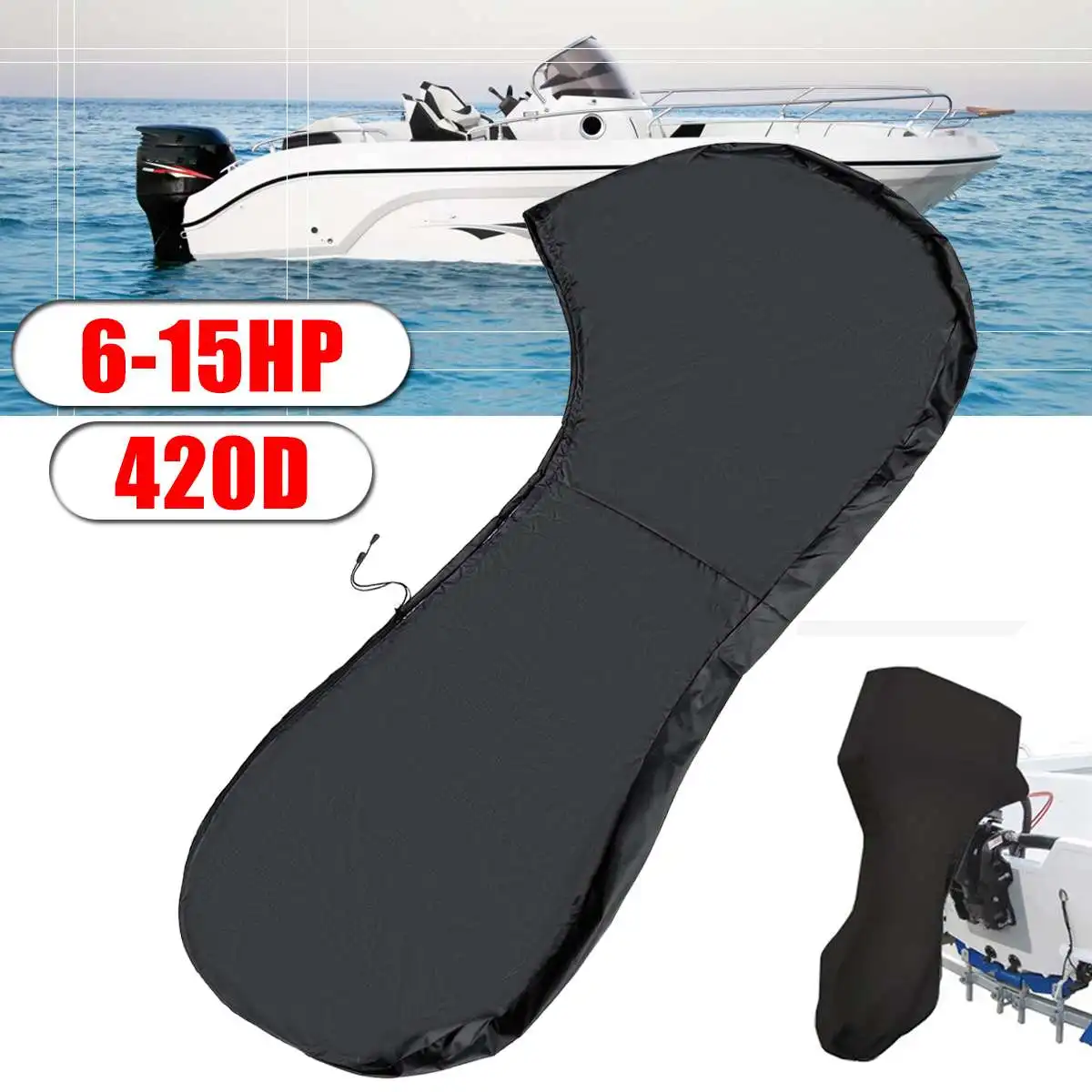 

420D 110cm Boat Full Outboard Engine Motor Cover for 6-15HP Boat Motors Waterproof
