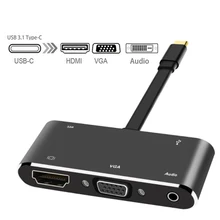 5 In 1 USB C To HDMI Adapter 4K Type-C To HDMI/VGA/Audio/ Adapter Converter For Laptop Macbook Nintend Switch data frog hdmi type c adapter for nintend switch hub usb c to hdmi mini dock station hd transfer for macbook xiaomi laptop phone