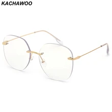 Kachawoo прозрачные линзы безободковая оправа Для мужчин большого размера металлический оправы для оптических очков Для женщин цвета: золотистый, серебристый унисекс подарок на год