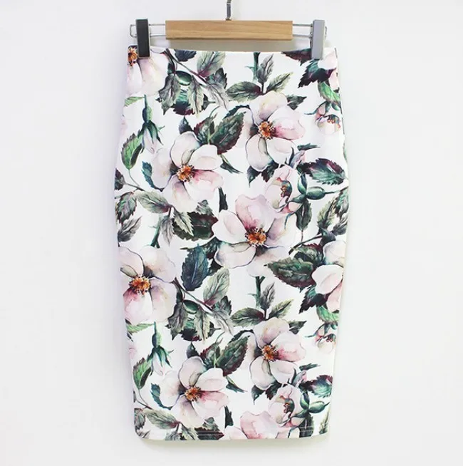

2019 Fashion New Women Floral Printed Casual Pencil Skirt Summer High Waist Bodycon Mini Skirts