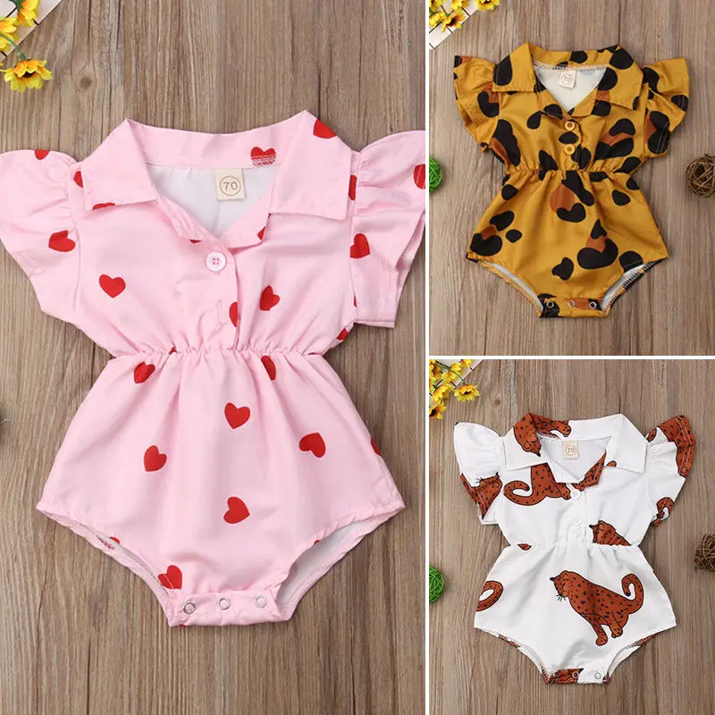 

2019 Newest Style Newborn Baby Girl Summer Short Sleeve Print Bodysuit Jumpsuit Adorable Outfit Sunsuit 0-12M