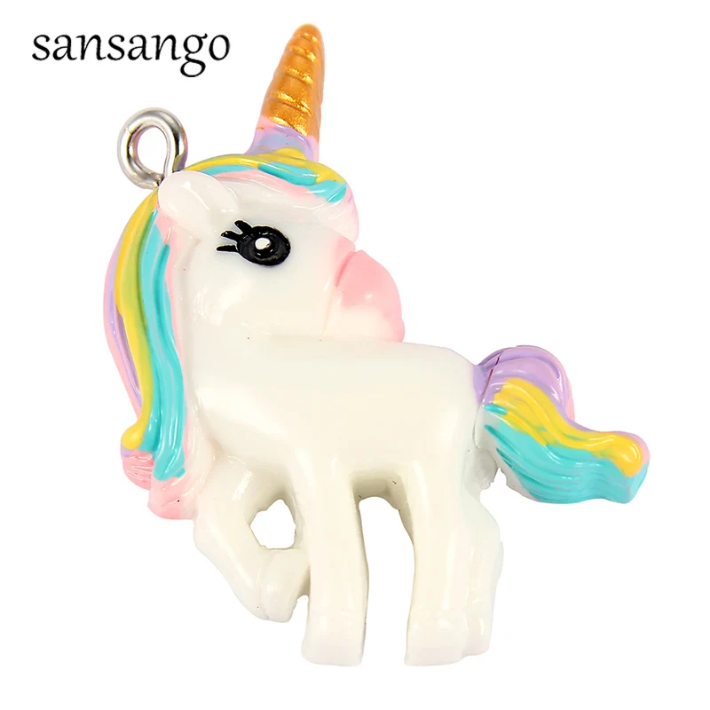 

10pcs Colorful Various Styles Dreamy Cute Unicorn Resin Charms For Children Baby DIY Neckalce Jewelry Accessories Gifts