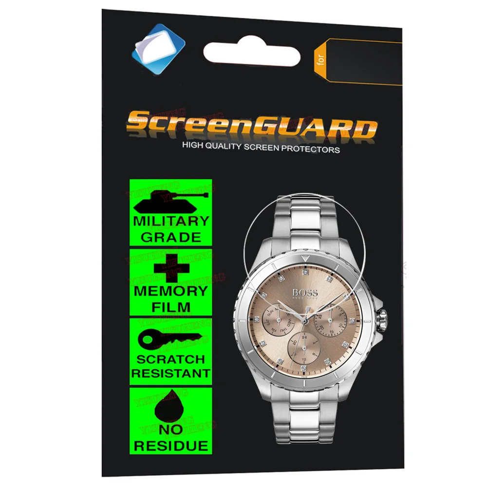 

2PCS Military Grade Anti-Shock Screen Protector for HUGO BOSS Stainless-steel Watch with Carnation-Gold Dial and Crystal Markers