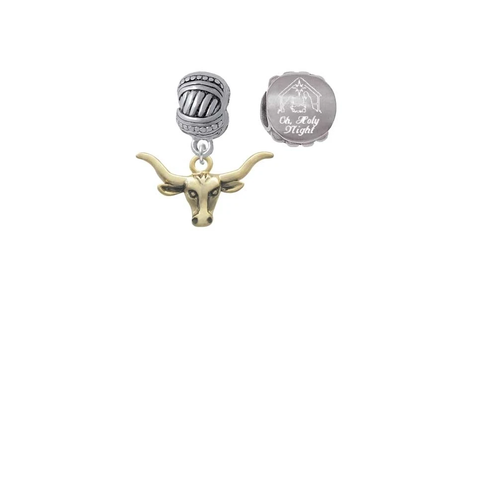 Goldtone Longhorn Come Let us Adore Him Charm Beads (Set of 2) |