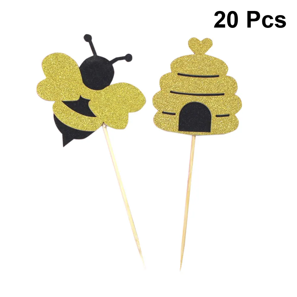 

20pcs Cake Topper Bee Cake Decor Fruit Cake Stick for Gathering Festival Birthday Party