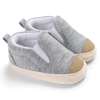 

Newborn Toddler Baby Kids Boy Girl Canvas Shoes Striped Cotton Outsole Soft Sole Slip-On Crib Shoes