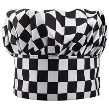 HTHL-профессиональная кухня колпак для шеф-повара черно-белый клетчатый