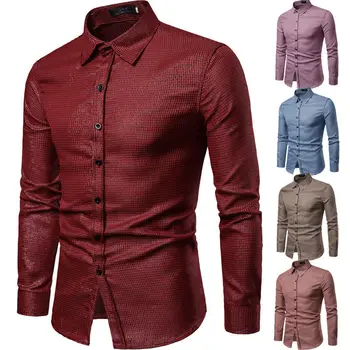 

New Fashion Men Luxury Shirts Plaid Smart Casual Stylish Slim Fit Long Sleeve Casual Dress Shirts