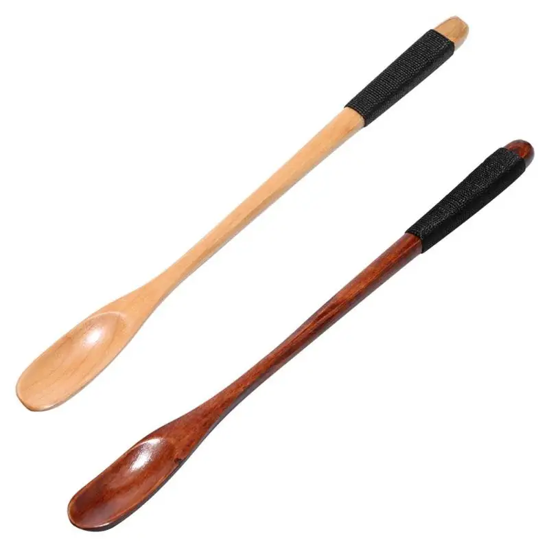 Fine Slender Handle Wooden Spoon Round Handle Stirring Wood Spoon Home Kitchen